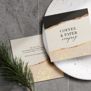 Roos goud glitter zwarte roze moderne vierkante bu visitekaartje