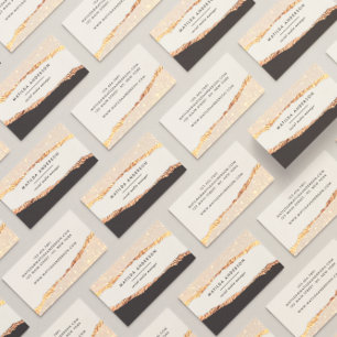 Roos goud glitter zwarte roze moderne vierkante bu visitekaartje