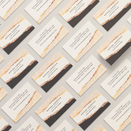 Roos goud glitter zwarte roze moderne vierkante bu visitekaartje