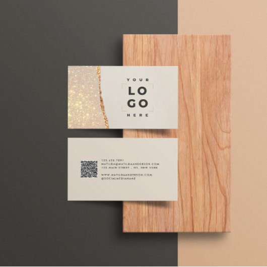 Roos goud glitter zwarte roze moderne vierkante bu visitekaartje