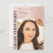 Roos goud glitterroze boog 3 foto's afstuderen kaart (Achterkant)