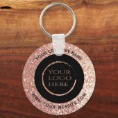 Roos goud Glittery Custom Company logo sleutelhang Sleutelhanger (Voorkant)