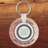 Roos goud Glittery Custom Company logo sleutelhang Sleutelhanger (Voorkant)