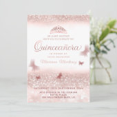 Roos goud glittery tiara calligrafie Quinceañera I Kaart (Staand voorkant)