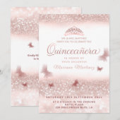 Roos goud glittery tiara calligrafie Quinceañera I Kaart (Voorkant / Achterkant)
