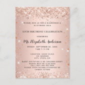 Roos goud goudvormig uitnodiging briefkaart (Voorkant)