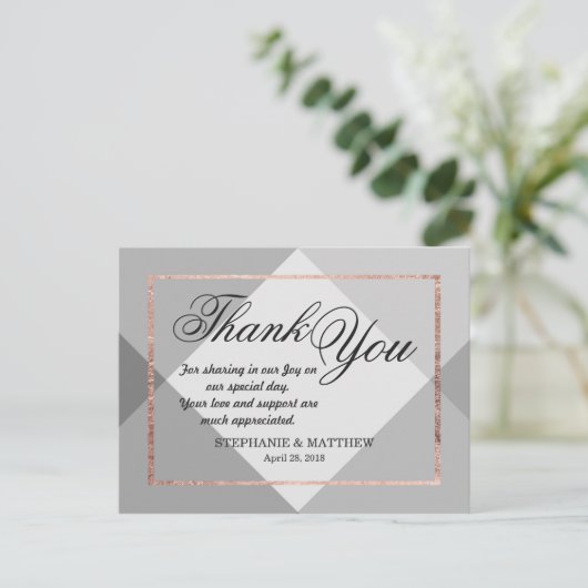 Roos Goud Grijs Geo Dank u Briefkaarten (Staand voorkant)