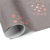 Roos Goud Grijs Harten Wrapping Papier Gift Wrap (Rol Hoek)