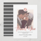 Roos Goud & Grijs Monogram Trouwfoto Dank u Bedankkaart (Voorkant / Achterkant)