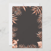 Roos Goud & Grijs Palmbladeren Bruiloft Uitnodigin Kaart (Achterkant)