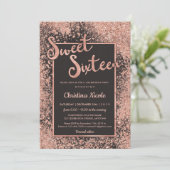 Roos Goud Grijs Sweet 16, Trendy Glitter Kaart (Staand voorkant)