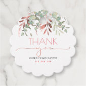 Roos Goud Groen Baby shower Dank u Bedankjes Labels (Voorkant)
