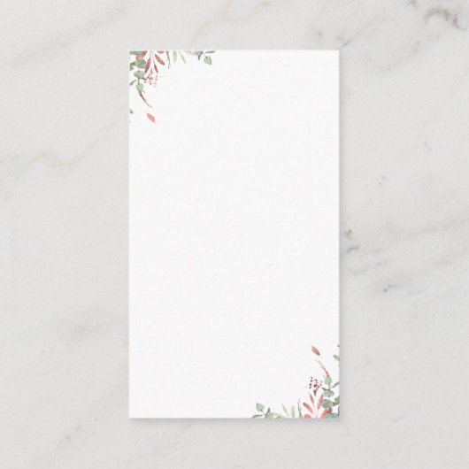 Roos Goud Groen Baby shower Luier Raffle Informatiekaartje (Achterkant)