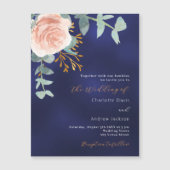 Roos goud groen marineblauw luxe bruiloft magnetische uitnodiging (Voorkant)