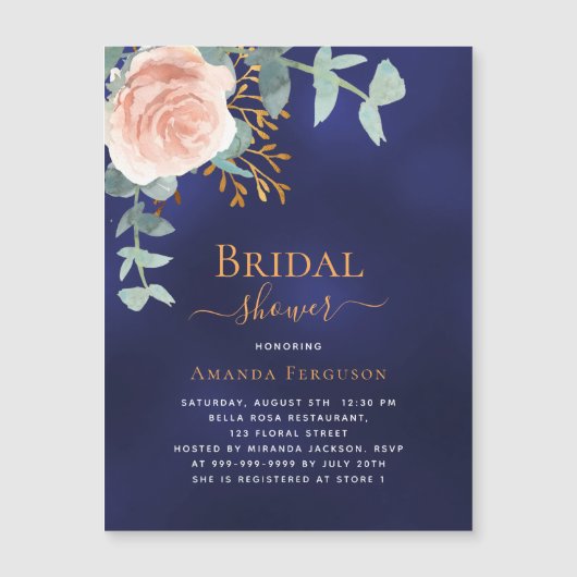 Roos goud groen marineblauw luxe Vrijgezellenfeest Magnetische Uitnodiging (Voorkant)