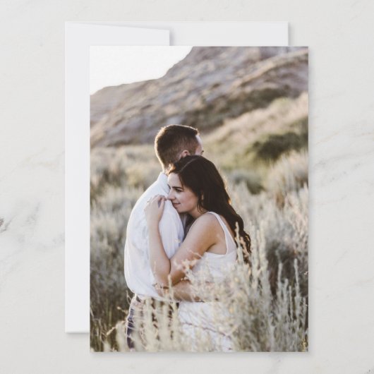 Roos goud groen script elegant 2 foto's bruiloft kaart (Achterkant)