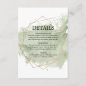 Roos Goud & Groen Waterverf Bruiloft Details Kaart (Voorkant)