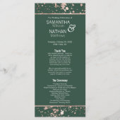 Roos Goud Groene Verf Spletters Trouwprogramma Programmakaart (Voorkant)