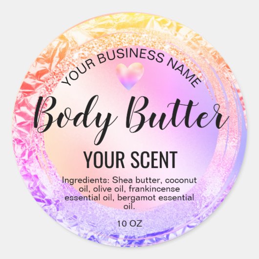 roos goud handgemaakte homemade product body scrub ronde sticker (Voorkant)