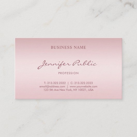 Roos Goud Handgeschreven Script Elegant Modern Tre Visitekaartje (Voorkant)