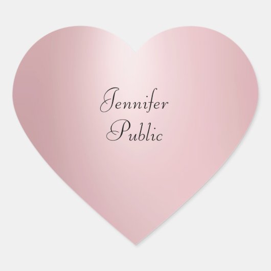 Roos Goud Handgeschreven Script Elegante Sjabloon Hart Sticker (Voorkant)