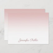 Roos Goud Handgeschreven Script Naam Elegante Sjab Notitiekaartje (Voorkant / Achterkant)