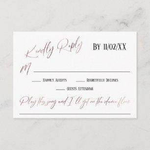 Roos Goud Handschrift Eenvoudig Songverzoek RSVP Informatiekaartje