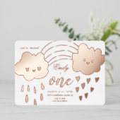 Roos goud harst over de regenboogdag Folie in Folie Uitnodiging (Staand Voorkant)