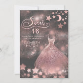 Roos goud Hemelse romantische maan en sterren Kaart (Voorkant)