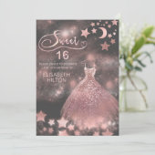 Roos goud Hemelse romantische maan en sterren Kaart (Staand voorkant)