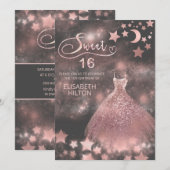 Roos goud Hemelse romantische maan en sterren Kaart (Voorkant / Achterkant)