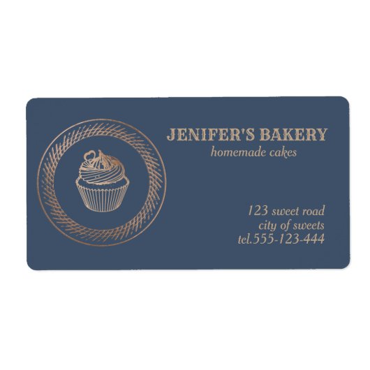 Roos goud Homemade cupcakes en behandelverpakkinge Etiket (Voorkant)