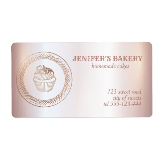 Roos goud Homemade cupcakes en behandelverpakkinge Etiket (Voorkant)