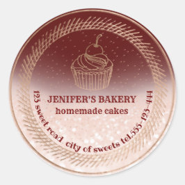 Roos goud Homemade cupcakes en behandelverpakkinge Ronde Sticker