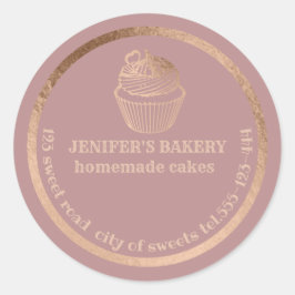 Roos goud Homemade cupcakes en behandelverpakkinge Ronde Sticker