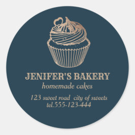 Roos goud Homemade cupcakes en snoepjes Ronde Sticker