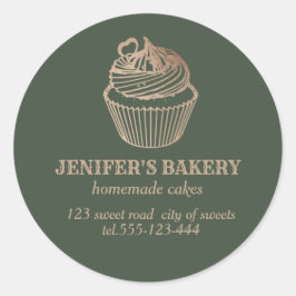 Roos goud Homemade cupcakes en snoepjes Ronde Sticker