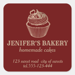 Roos goud Homemade cupcakes en snoepjes Vierkante Sticker