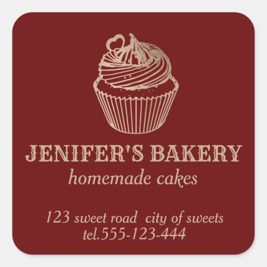 Roos goud Homemade cupcakes en snoepjes Vierkante Sticker (Voorkant)