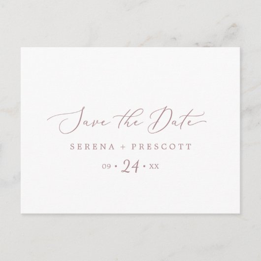 Roos goud horizontaal opslaan Datum Uitnodiging Briefkaart (Voorkant)