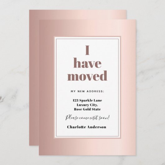 Roos goud ik heb de moderne minimalistische bewegi aankondiging (Voorkant / Achterkant)