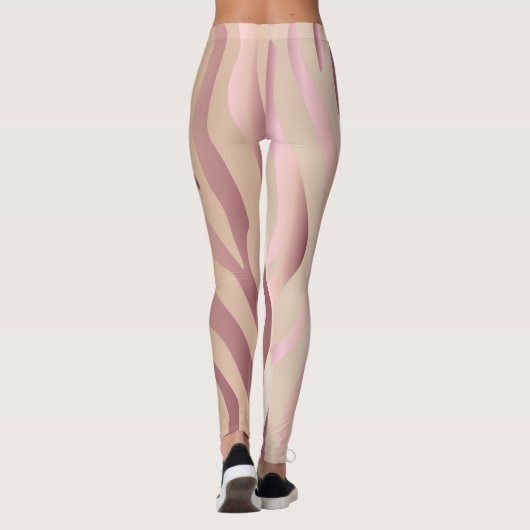 Roos Goud, Ivoor & Roze Strepen Mode Leggings (Achterkant)