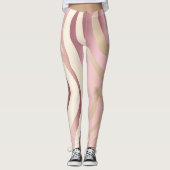 Roos Goud, Ivoor & Roze Strepen Mode Leggings (Voorkant)