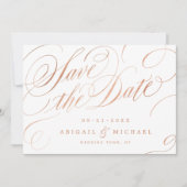 Roos goud  kalligrafie behalve datum save the date (Voorkant)