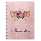 Roos Goud Kat Sparkle Princess Monogram Naam Notitieboek (Voorkant)