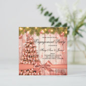 Roos Goud Kerstverlovingsfeest Tree & Ribbon Kaart (Staand voorkant)