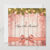 Roos Goud Kerstverlovingsfeest Tree & Ribbon Kaart (Achterkant)