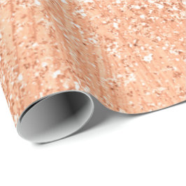Roos Goud Koraal Kristal Glitter Perzik Bruid 16e Cadeaupapier