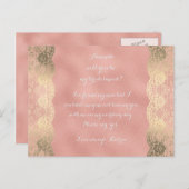 Roos Goud Lace Blush word mijn Bridesmaid. Uitnodiging Briefkaart (Voorkant / Achterkant)