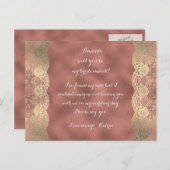 Roos Goud Lace Blush word mijn Bridesmaid. Uitnodiging Briefkaart (Voorkant / Achterkant)